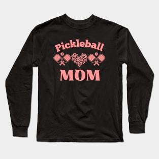 pickle ball mom, mother mommy  pink paddle ball, dink, pink floral heart Long Sleeve T-Shirt